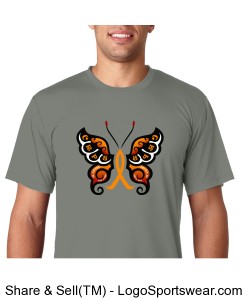 Unisex Hanes Cool Dri Awareness Butterfly T-Shirt - Gray Design Zoom