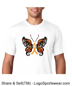Unisex Hanes Cool Dri Awareness Butterfly T-Shirt - White Design Zoom